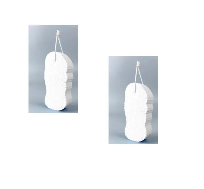 White 3D fish scale pattern bath sponge ball for gentle body exfoliation in the shower.