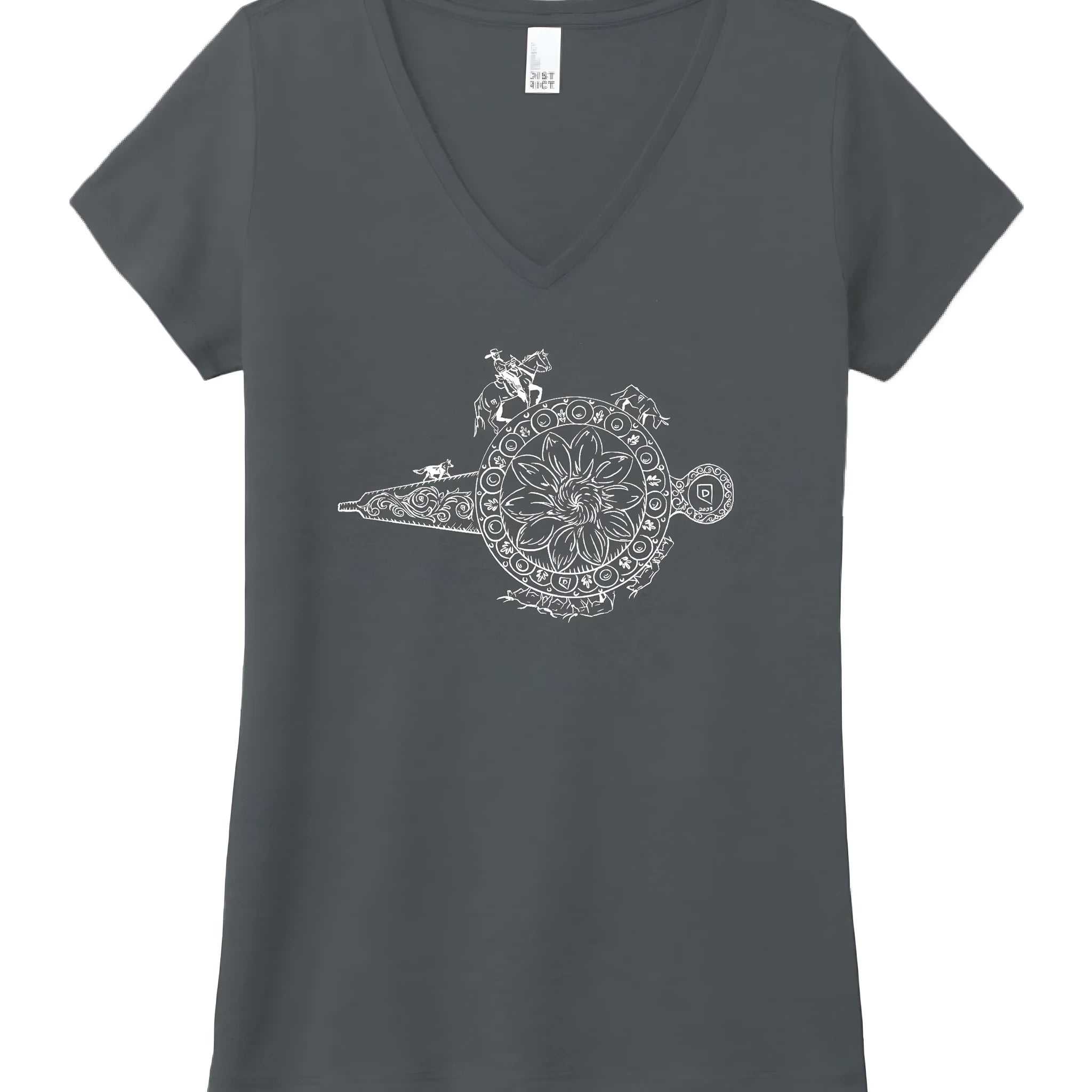 Summer loose short sleeves t-shirt for men and women round neck polyester print in black and grey
