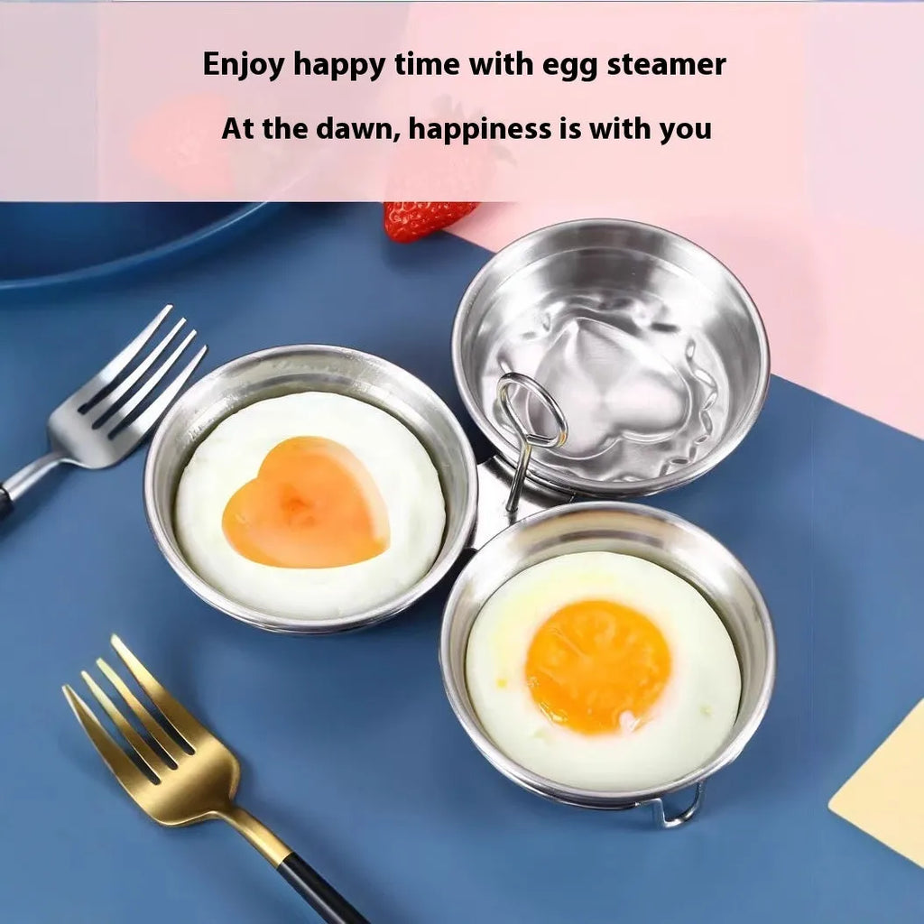 Stainless steel heart-shaped and round mini egg steamer for boiling and stewing eggs