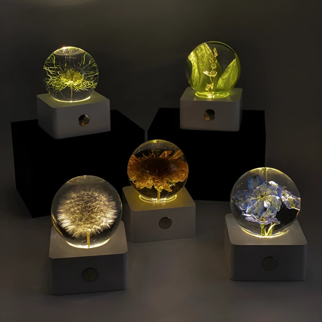 8cm dandelion sunflower specimen night light with USB cable on desk