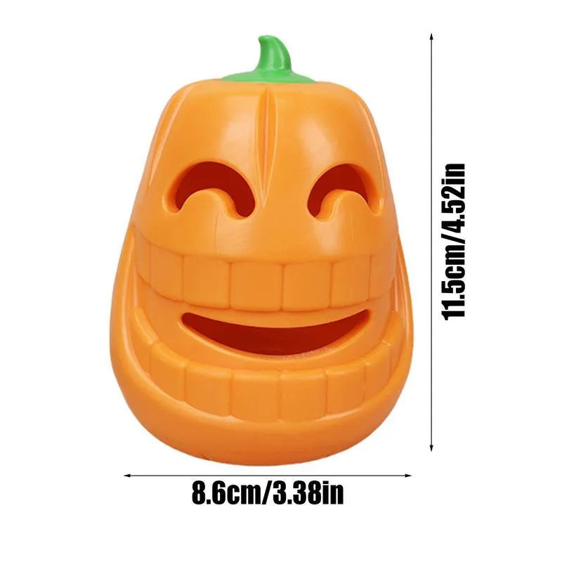 Yellow pumpkin-shaped TPR dog chew toy measuring 8.6x11.5cm for aggressive chewers