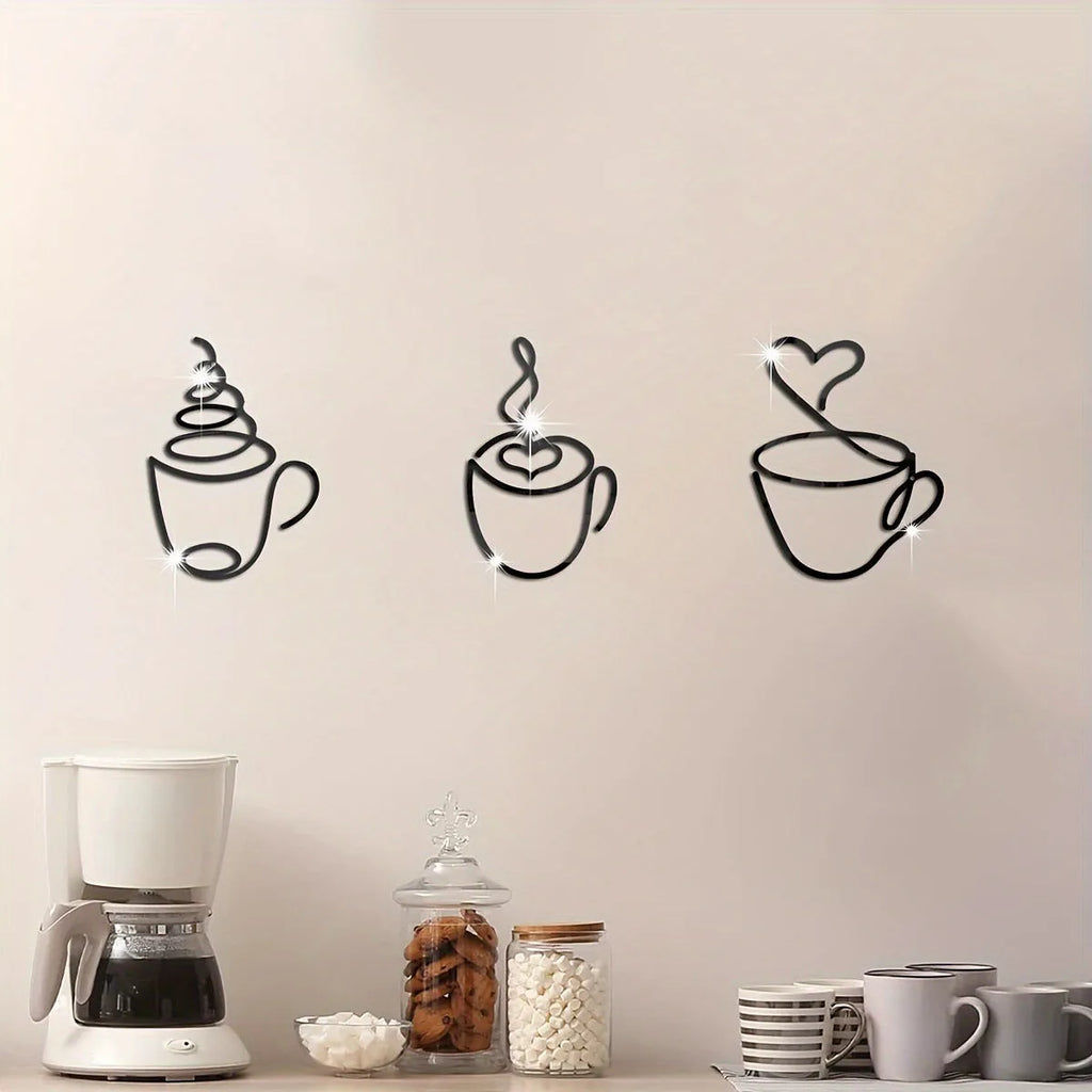 Creative coffee wall hanging metal decoration American style three-piece set 20.3cm height
