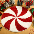 Christmas printed polyester carpet with festive design in square shape on wooden floor