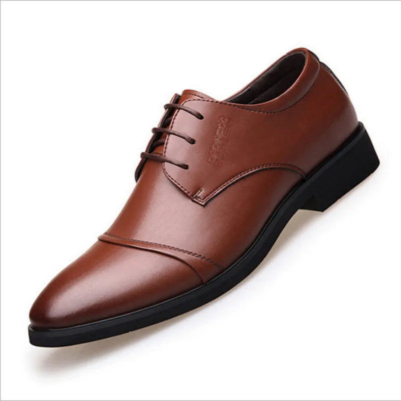 Men's black formal lace-up shoes with rubber sole and horse buckle detail