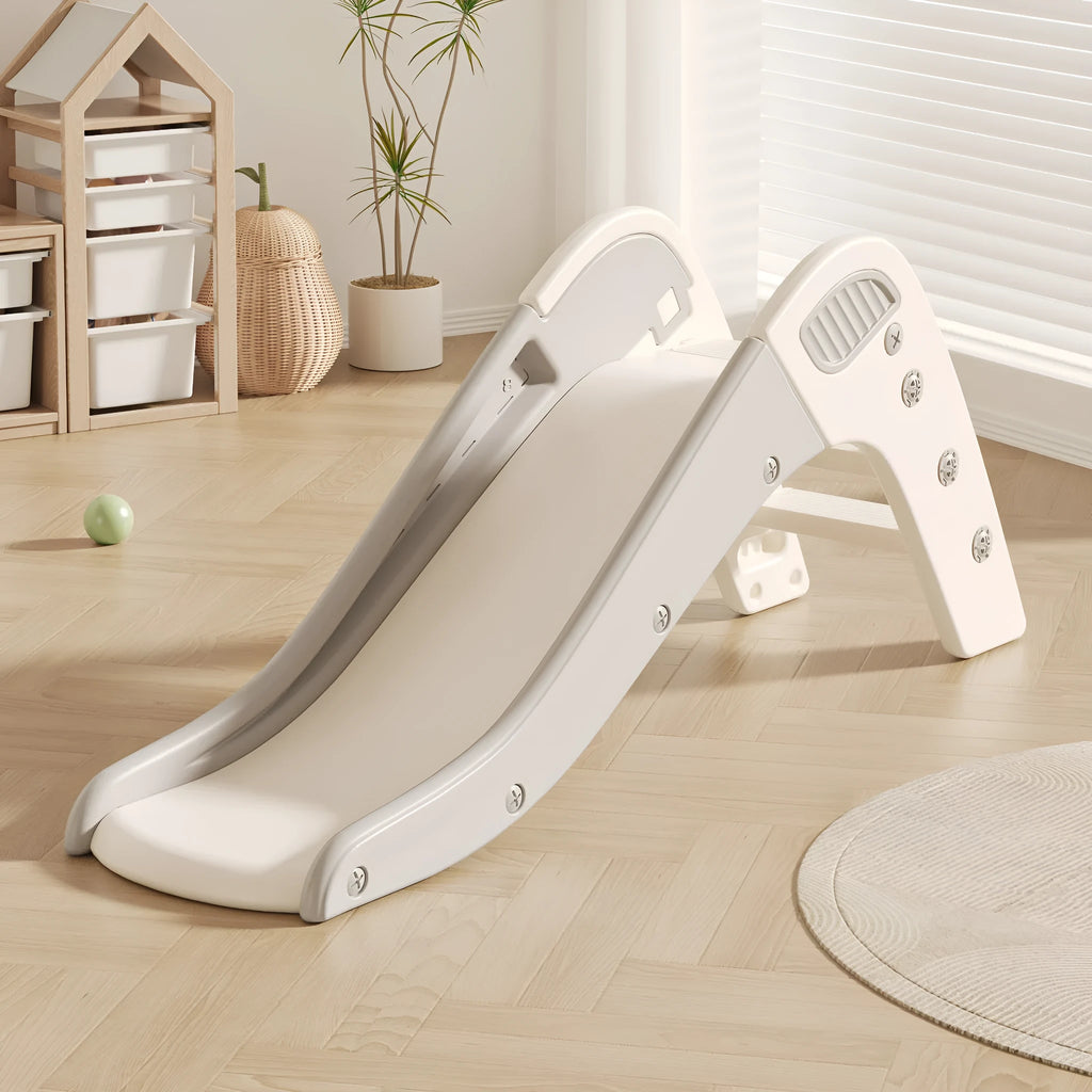 Small plastic baby slide in blue, yellow, brown or grey for infants under three years old.