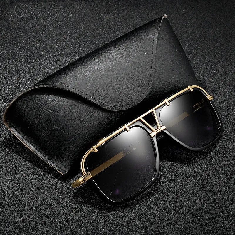 Unisex large frame PC sunglasses in bright black frame plain light for driving and outdoor activities