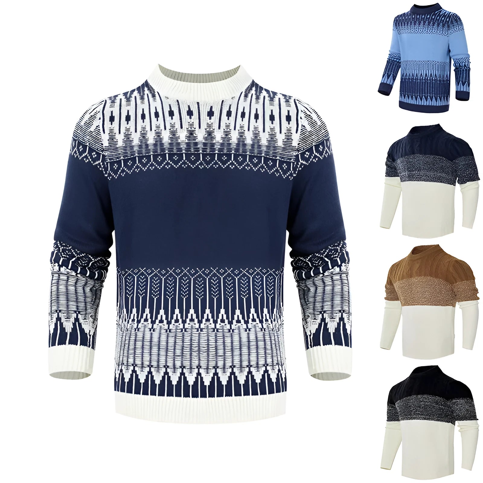 Men's knitted long-sleeved pullover sweater for autumn and winter wear