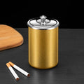 Stainless steel fly ash ashtray with cover, funnel and smoke button in silver finish