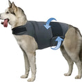 Classic Dog Anxiety Jacket breathable thunder vest in a neutral colour, shown on a calm dog, with multiple size options from XS to XXXL