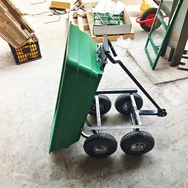 Green four-wheel plastic dumptruck model TC2145 for agricultural use