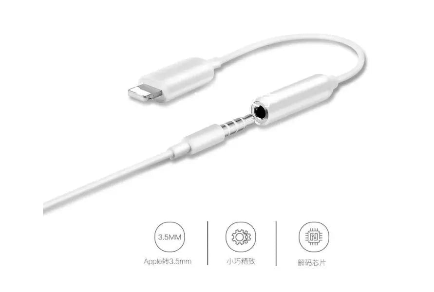 White Lightning to 3.5mm headphone adapter cable for Apple iPhone 7 and 7 Plus