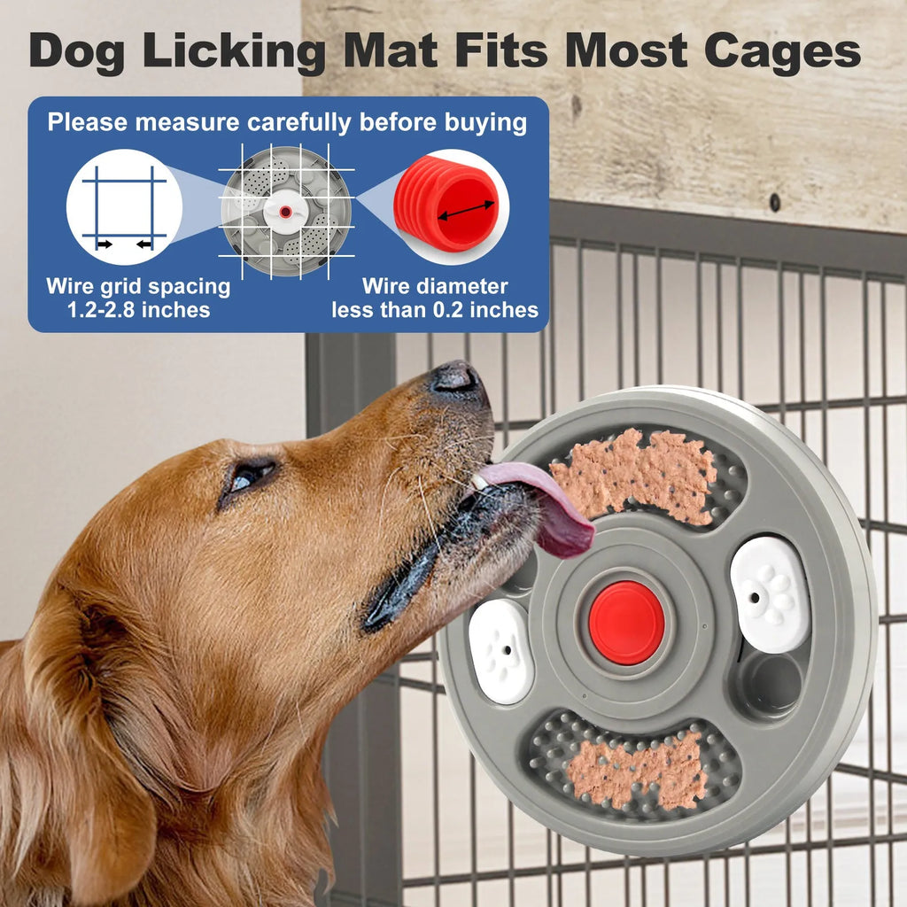 Blue and grey plastic slow feeder bowl for pets with anti-slip base and textured feeding surface.
