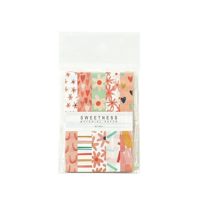 Pack of 50 retro-style decorative note papers with dessert-themed designs in ten colours.