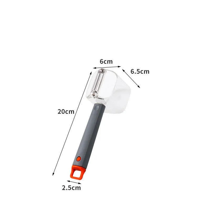 Creative modern stainless steel peeler with PP handle in green, grey, or red colour.