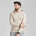Men's cotton long-sleeved hoodie pullover in khaki, loose fit, casual style for spring autumn wear