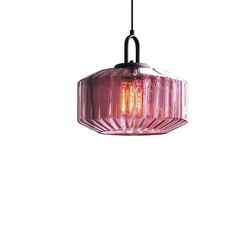 Modern simplicity stained glass chandelier with amber warm light, 220V ceiling fixture