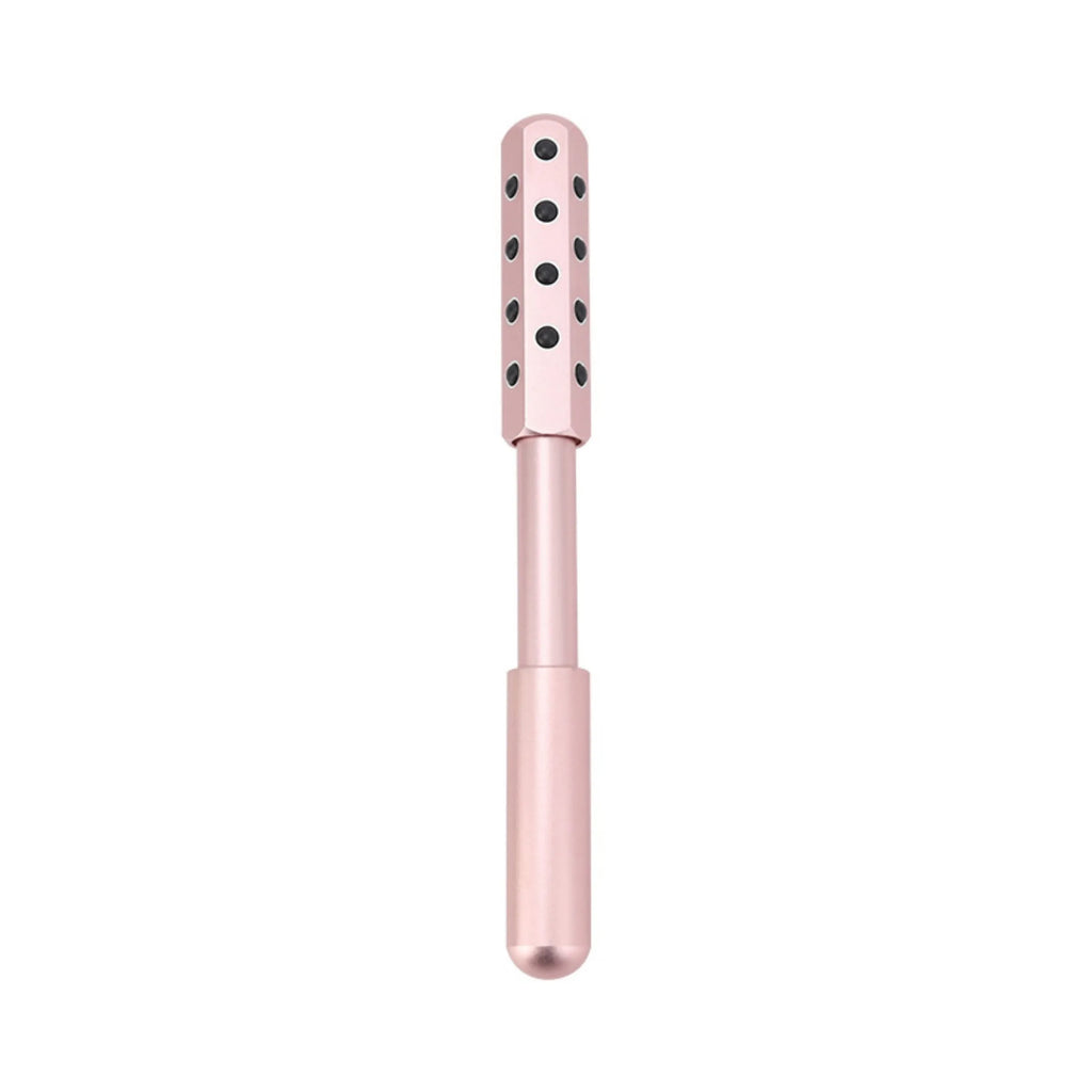 Germanium particles facial massage roller with 24 balls, purple body measuring 193mm