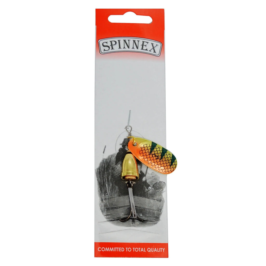 Metal fishing lure with rotating sequins and a copper bell in multiple colour variants including gold, red, and silver.