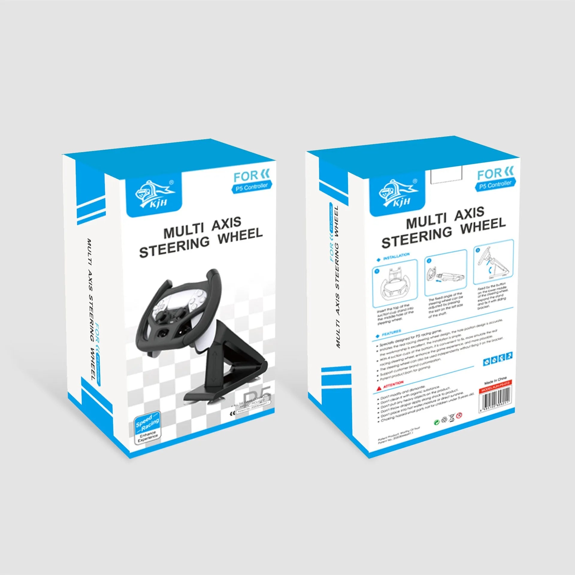 Black ABS gamepad steering wheel bracket with suction cup for mounting a smartphone.