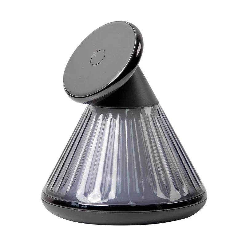 Wireless charging bedside lamp with magnetic charging seat in champagne gold or gun metal colours