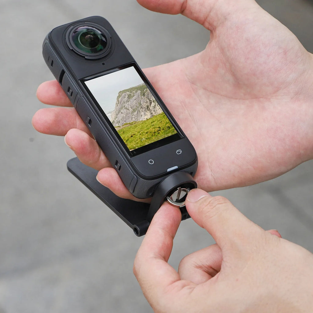 Black magnetic bracket base handheld handle for Insta360 X4 camera with angle adjustable design