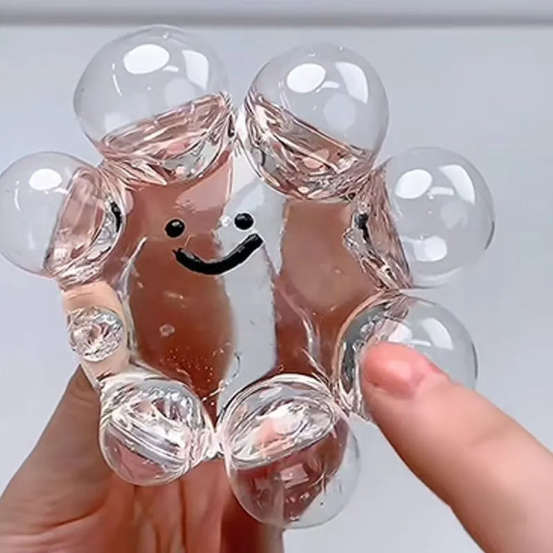 6cm TPR bubble making pinch anger toy in transparent jellyfish colour for stress relief and sensory training
