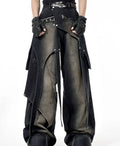 Youthful deconstruction worn jeans in cotton with front zipper available in sizes S M L XL