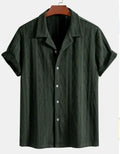 Men's loose short sleeve cardigan in solid colour on a hanger