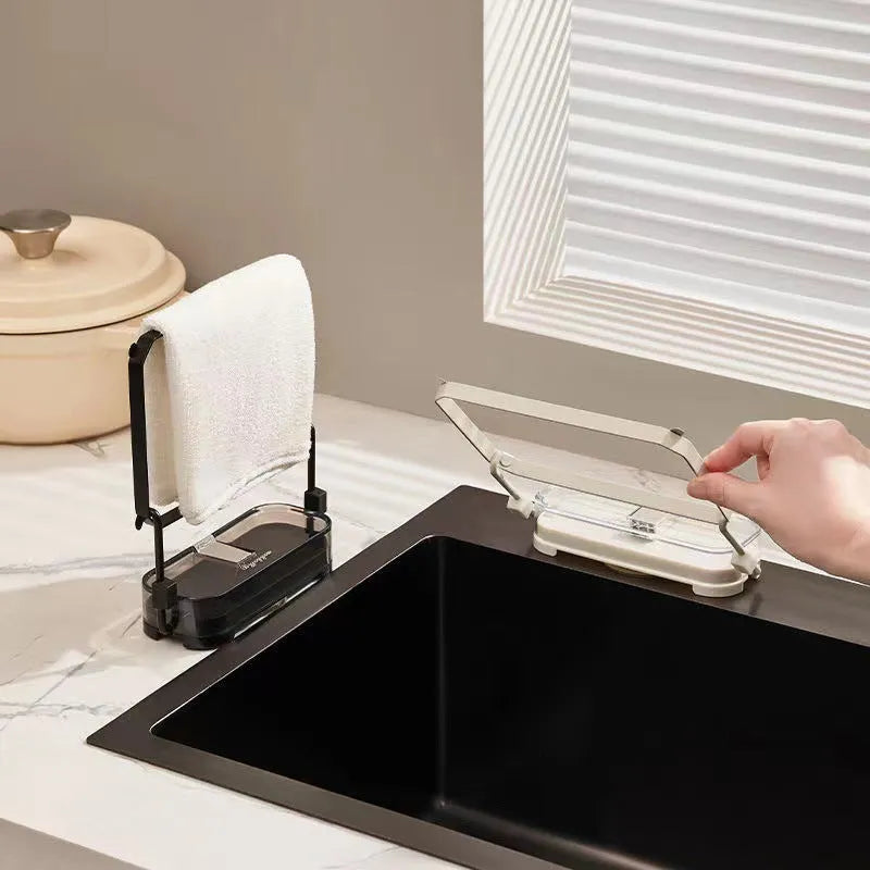 Green kitchen sink filter rack with suction cups and disposable screens