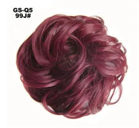 Fluffy drawstring curly hair bun ring set in 1B style with chemical fibre construction, popular in Europe Japan South Korea for women