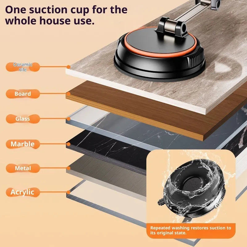 Foldable metal magnetic car phone holder in black and orange on a dashboard