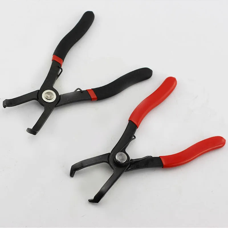 Red interior round nail removal pliers with PVC handles for door panel and wire buckle clips.