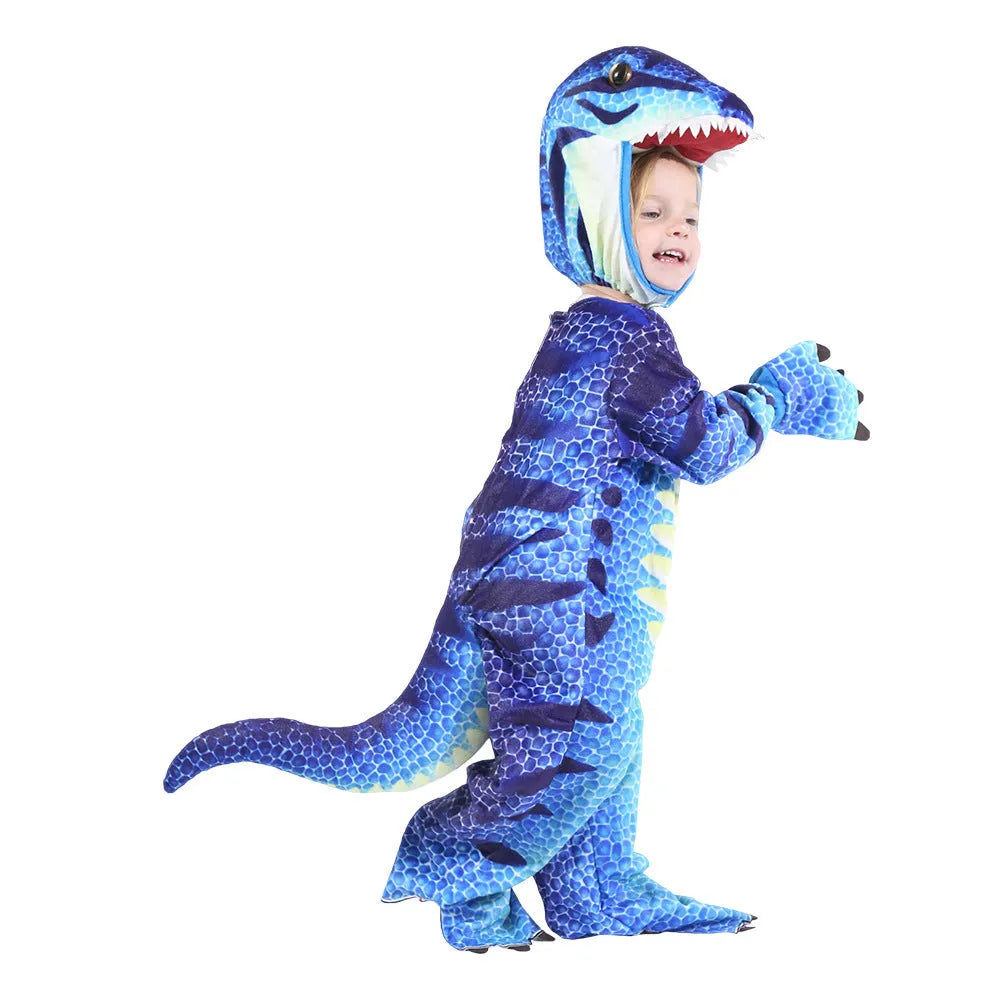 Children's Jurassic dinosaur Halloween costume in multiple colours including green and orange.