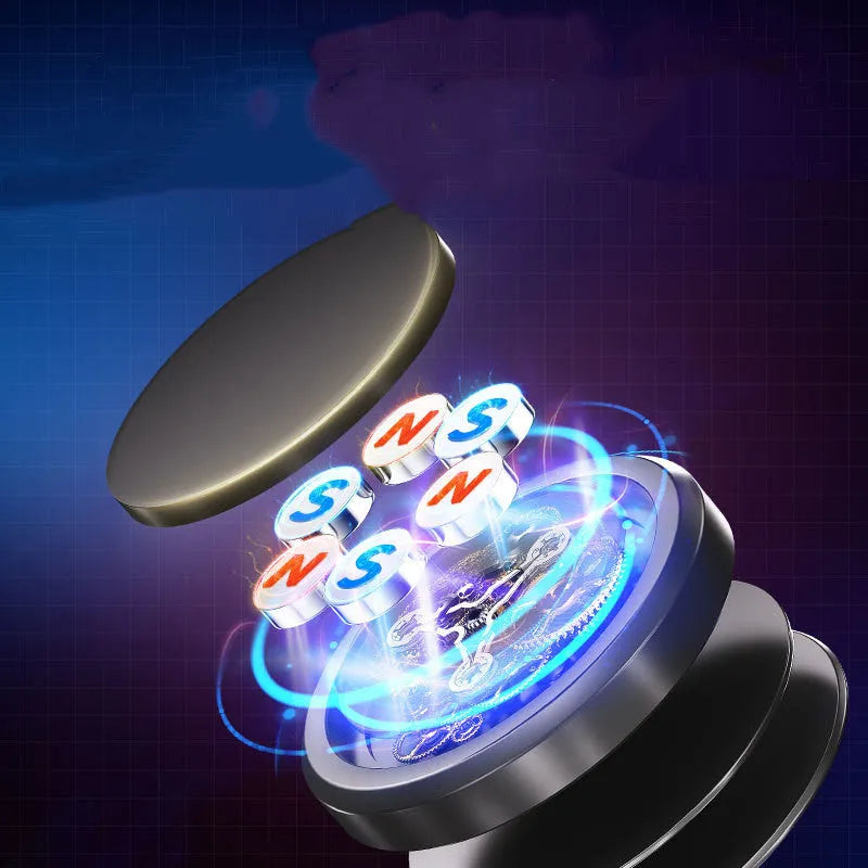 Obsidian black alloy magnetic centripetal force mobile phone holder with two discs and adhesive