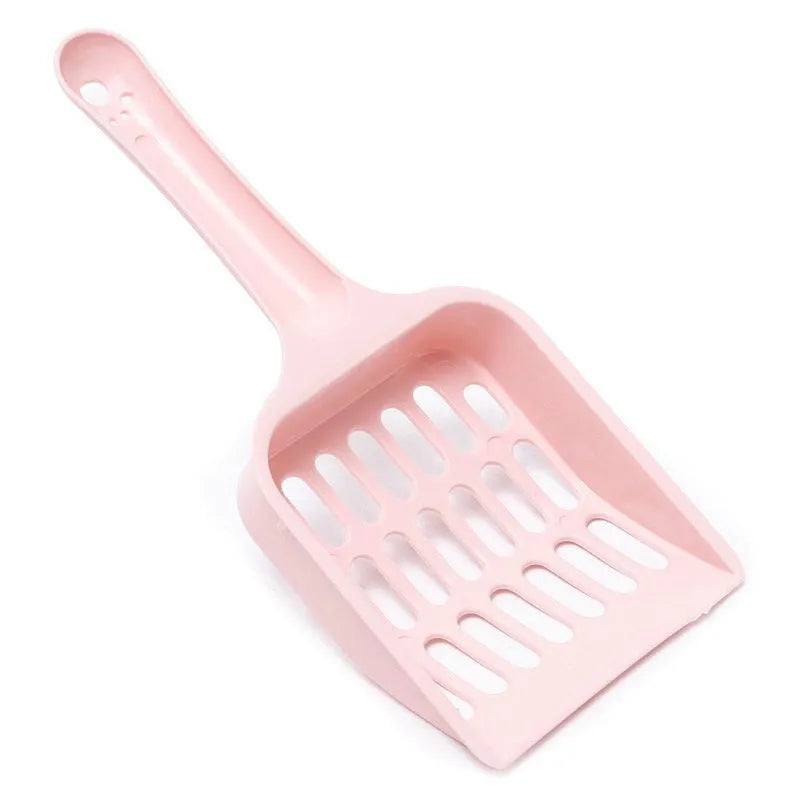 Plastic cat litter scoop in blue, green or pink colours measuring 20cm length