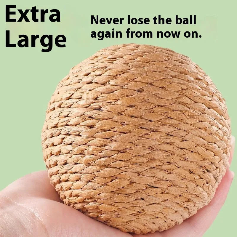 Oversized sisal ball cat toy in 10cm orange self-hi relieving stuffy for interactive biting and batting play