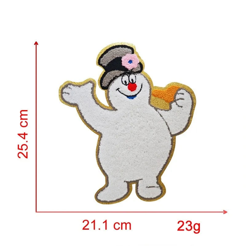 Christmas tree old man head cartoon towel embroidery cloth patch in brown and white