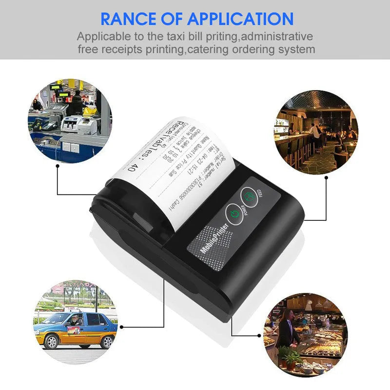 Blue plastic portable Bluetooth thermal printer for convenience store receipt printing