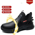 Men's black high-cut waterproof chef shoes with oil-resistant anti-slip soles