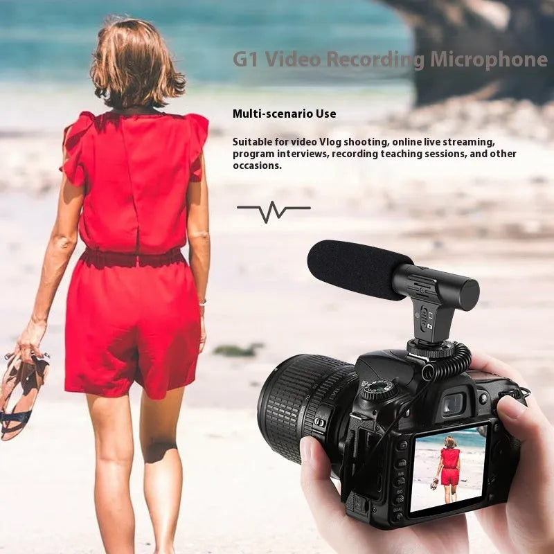Black video recording microphone for mobile phones