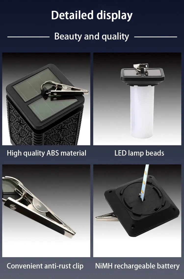 Solar-powered retro-style flame lamp for outdoor garden and patio lighting.