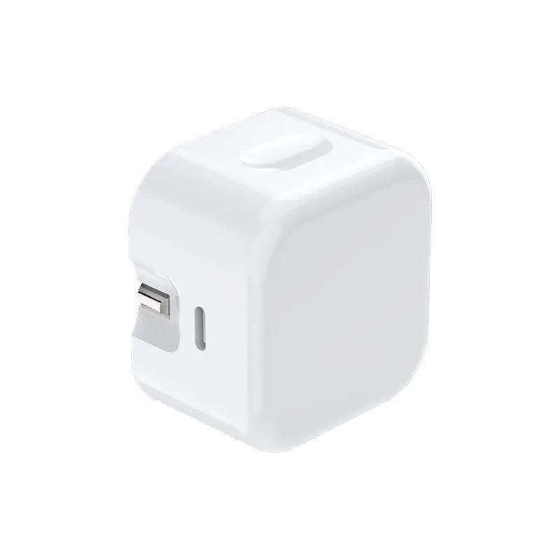 White 20W UK plug USB-C fast charger with a coiled Type-C charging cable.