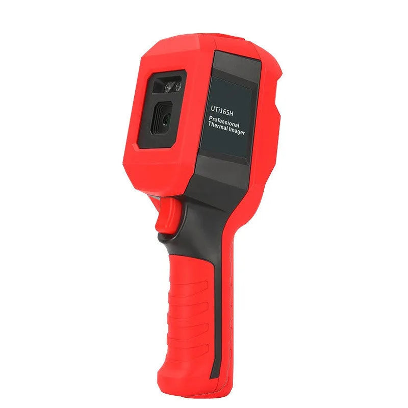 UTi series handheld infrared thermal imager with screen display on a workbench.