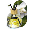 Glass bottle-shaped car perfume ornament for air freshening, shown in various colour options.