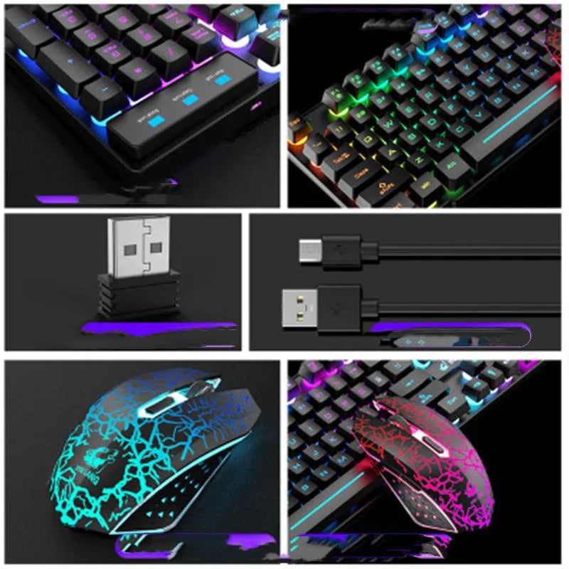 T3 wireless keyboard and mouse set with backlit keys and ergonomic mouse on a desk.