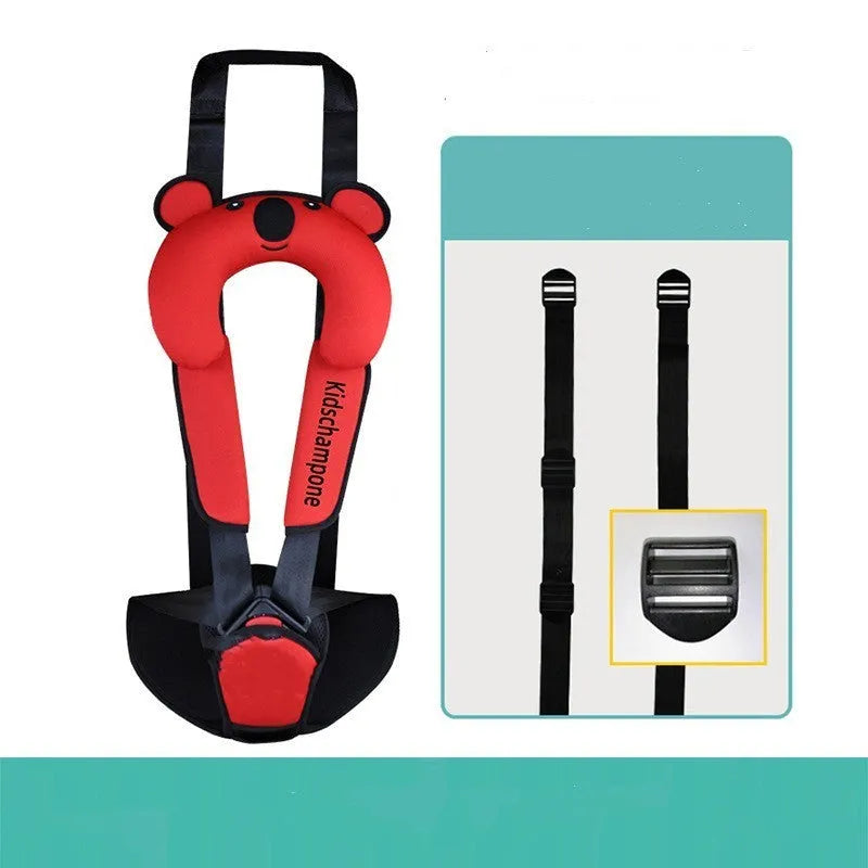 Portable child car seat belt retainer in polyester fabric for children 12-36kg.