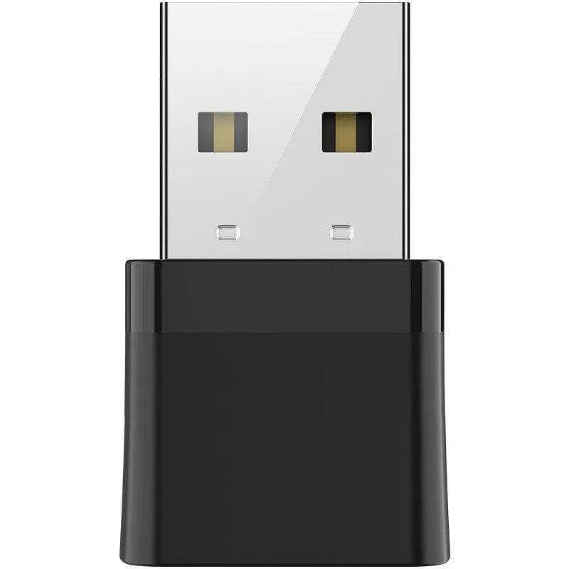 Black mini USB Bluetooth and wireless network adapter with nickel-plated connector
