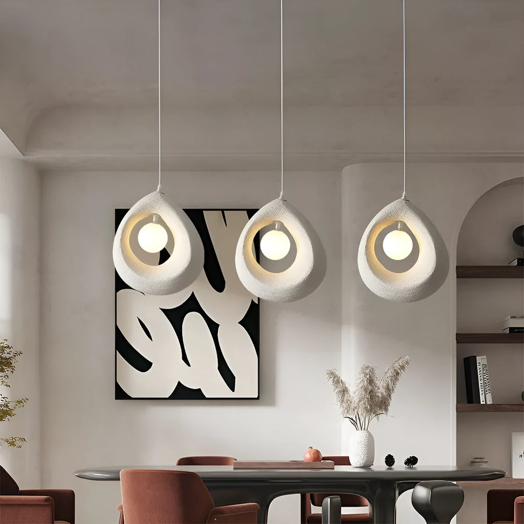 Retro restaurant bar chandelier with milky white 32x35cm lampshade in modern simple style