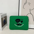 Polyester laptop sleeve with colourful embroidered animal design for a 15.6-inch laptop.