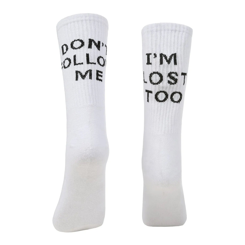 Cotton socks with English alphabet design in black colour option